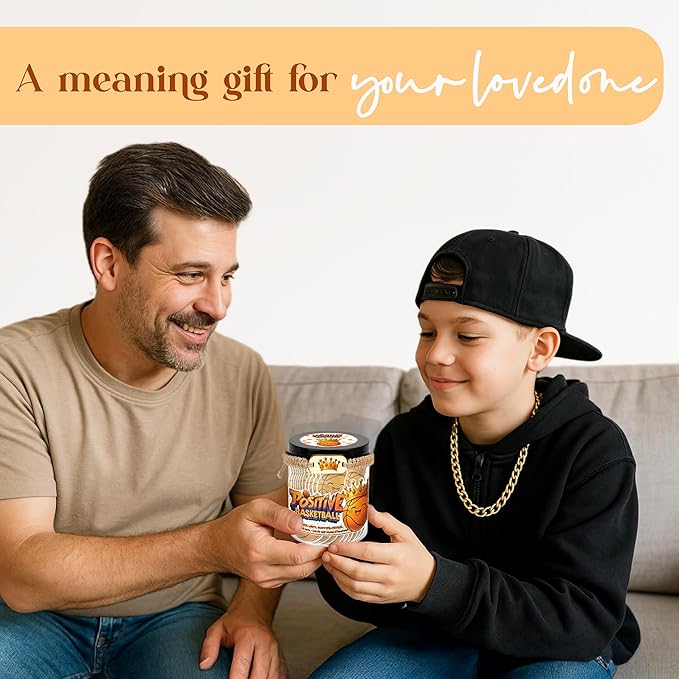 Positive Basketball Jar With 60 Daily Affirmation Cards, Emotional Support Basketball, Basketball Gift For Teen Boys Girls And Men, Coach, Christmas Gifts, Stocking Stuffers For Teen Boys