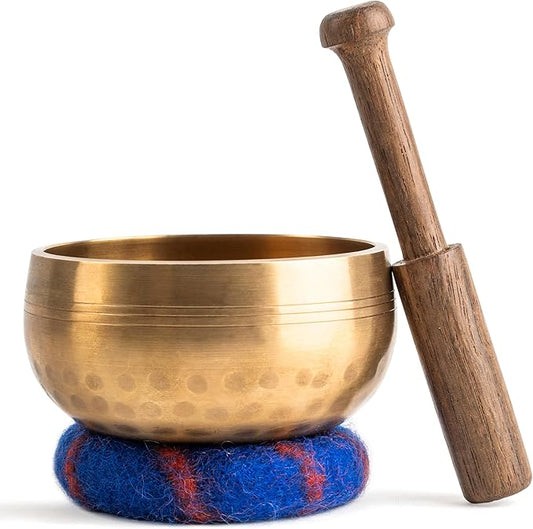 Handcrafted Tibetan Singing Bowl Set – 3.5” Sound Bowl for Meditation, Sound Healing & Yoga – Healing Instrument with Wooden Striker & Cushion – Authentic Hand-Hammered in Nepal