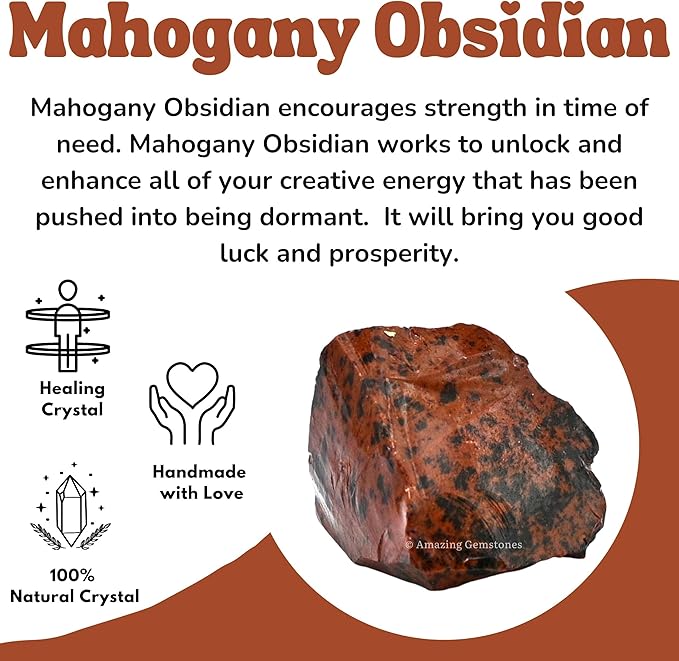 Amazing Gemstone 2 Pieces Mahogany Obsidian Raw Crystals and Healing Stones, Natural Rocks for Tumbling and DIY Raw Stones and Crystals