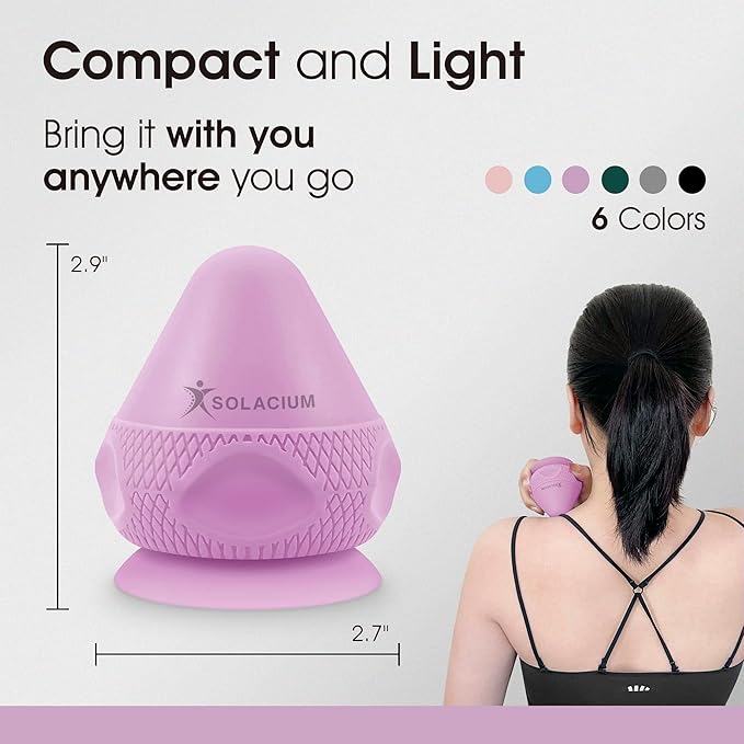 Solacium Mountable Massage Therapy Tool - Multi-Surface Suction Cup Wall Massage Tool for Sore Muscles, Myofascial Release, Stress Relief, Trigger Point and Deep Tissue Massage (Purple)