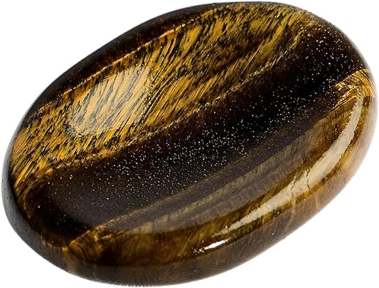 Tiger Eye Worry Stones – Crystal Thumb Worry Stone for Anxiety, Stress – Relaxing and Soothing Balance Stones for Meditation, Stress Relief – Healing Stones and Crystals for Men and Women