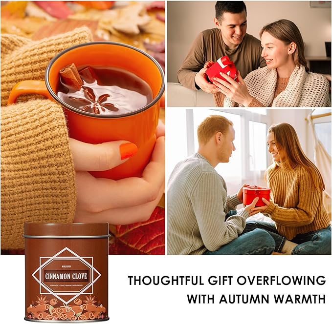 Cinnamon Clove Fall Scented Candle – 9 oz Soy Wax in Travel-Friendly Reusable Tin, Non-Toxic & Clean Burning, 50-Hour Burn – Cozy Autumn Fragrance, Holiday Gift & Fall Decor for Women & Men