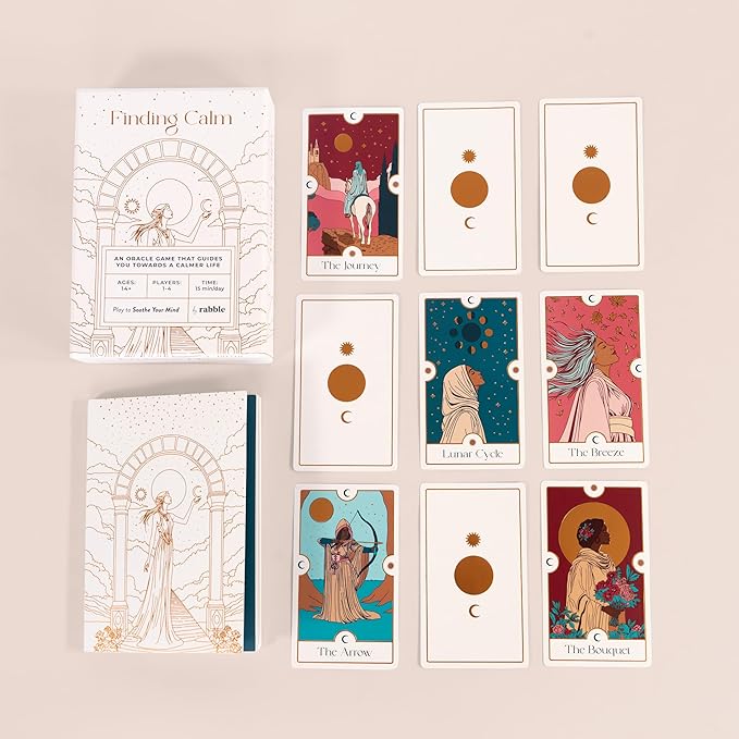Finding Calm - A Calming Tarot Card Game | 1-4 Players, Includes Guidebook for Mental Health, Mindfulness, and Positive Affirmations, for Oracle Beginners