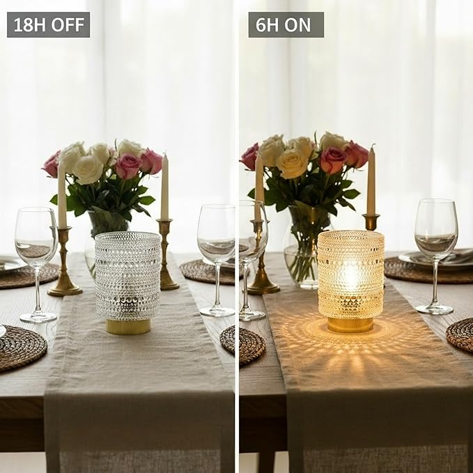 Battery Operated Lamp with Auto-Off Timer, Cordless Table Night Light for Bedroom & Entryway, Portable LED Lamp for Home, Outdoor, Camping No Battery Included (Pearl Design-White)