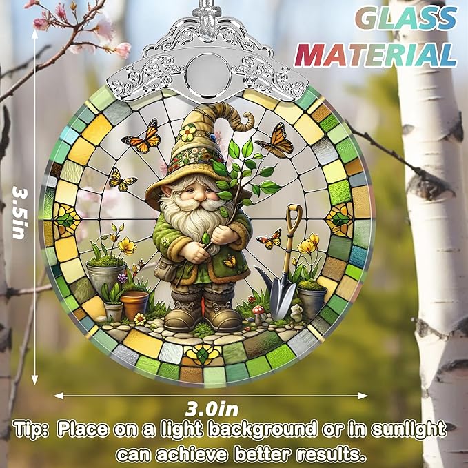 Charming Gnome Stained Glass Orament - Christmas Ornament - Christmas Decorations for Tree - Holiday Present ldeas - Gift Exchange