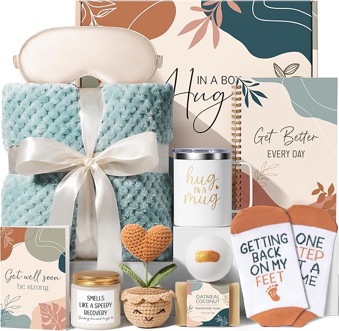 Get Well Gifts for Women After Surgery Recovery, Get Well Soon Gift Baskets for Women Chemo Care Package, Thinking of You Cancer Care Gifts for Sick Friends, Feel Better Encouragement Comfort Gift Box