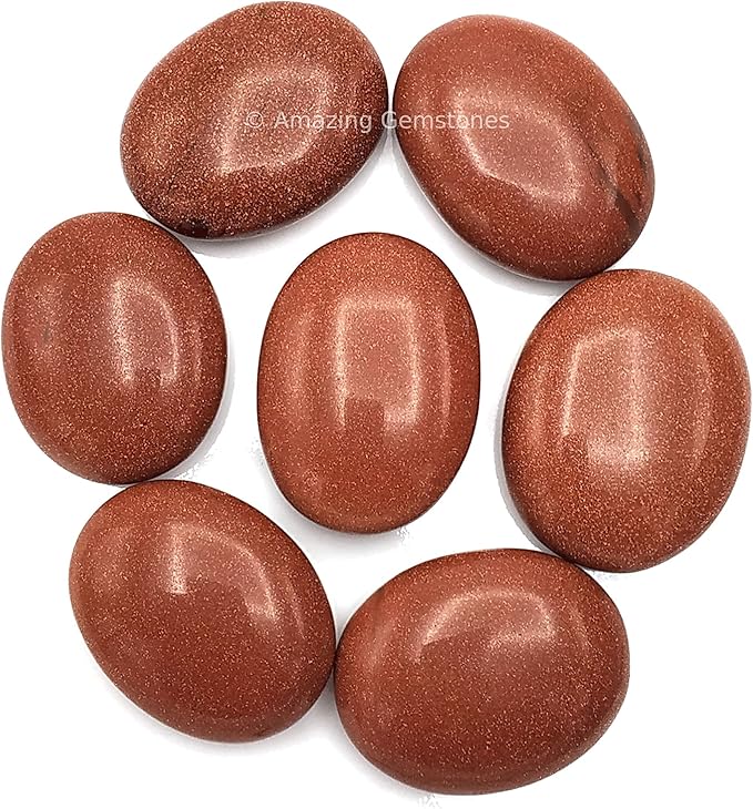 Amazing Gemstone Red Goldstone Crystals and Healing Stones - Large Palm Stone Crystals Piedra - Crystal for Good Luck, Balanced Positive Energy, Meditation - Unique Stocking Stuffers Gifts for Women