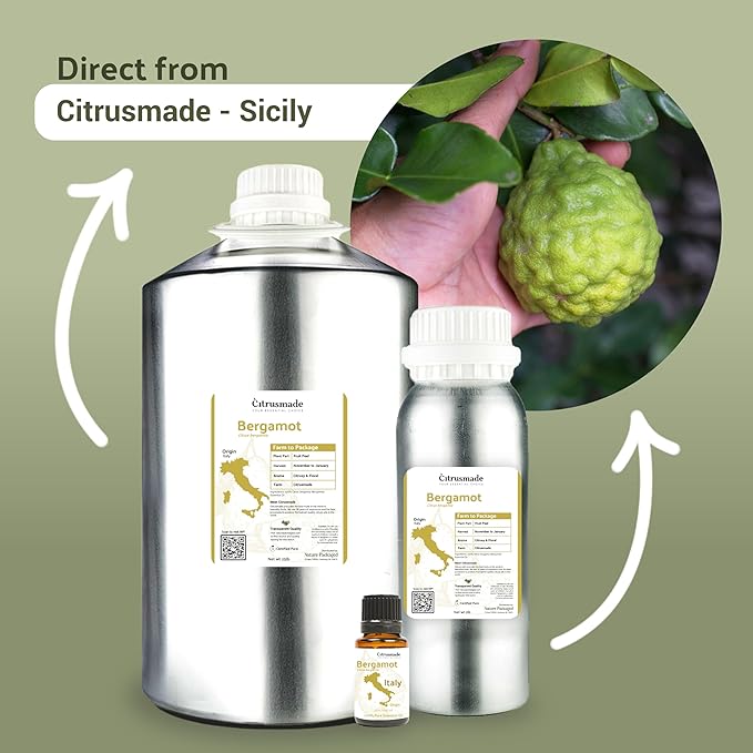 Bergamot Essential Oil - Direct from Citrusmade in Sicily- Pure Essential Oil for Diffusers and Aromatherapy | 100% Pure Therapeutic Grade (22lbs)