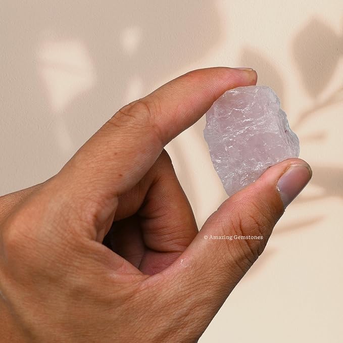 Amazing Gemstone 2 Pieces Rose Quartz Raw Crystals and Healing Stones, Natural Rocks for Tumbling and DIY Raw Stones and Crystals