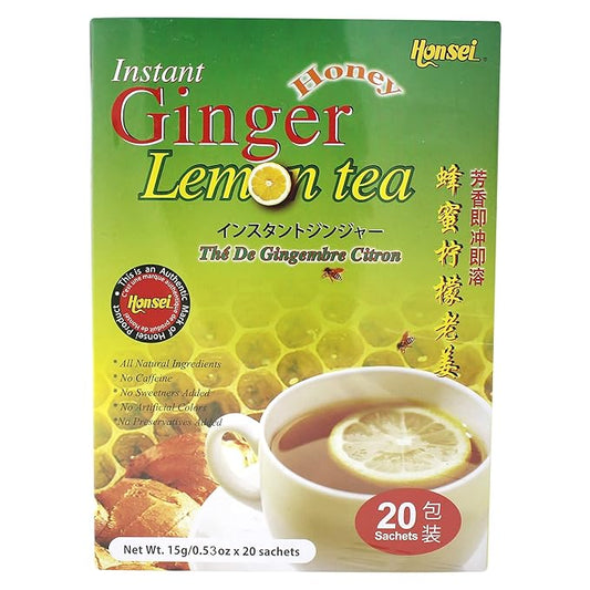 Honsei Instant Honey Lemon Ginger Tea (20s x 15g) 300g - perfect harmony of Ginger, Honey and Tea with a hint of citrusy lemon. (Ginger Lemon)