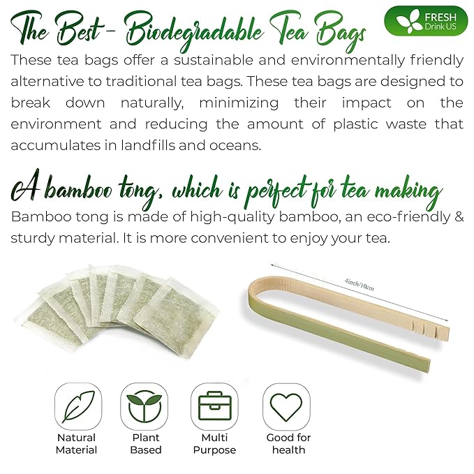 FreshDrinkUS, Premium 55 Jasmine Green Tea Bags, 100% Natural & Pure from Jasmine Green Tea. Jasmine Green Herbal Tea. Made with Natural Material Tea Bags. No Sugar, No Gluten, Vegan.