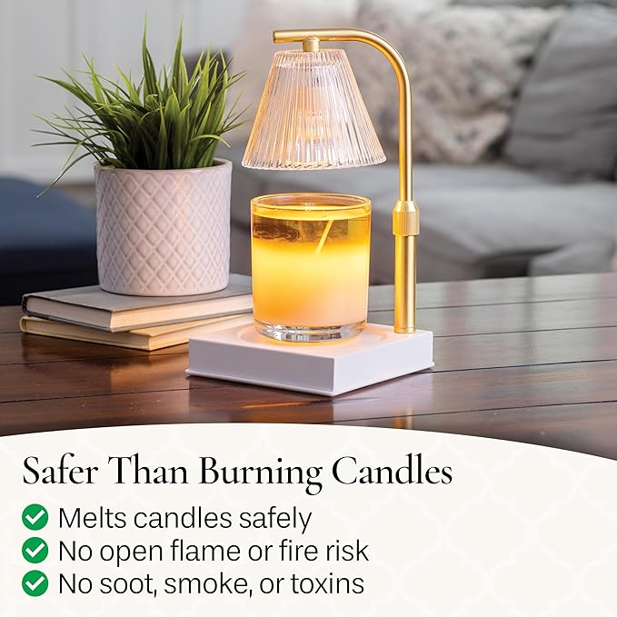 Candle Warmers Etc. Gold Luna Lamp – for Top-Down Warming & Flame-Free Fragrance