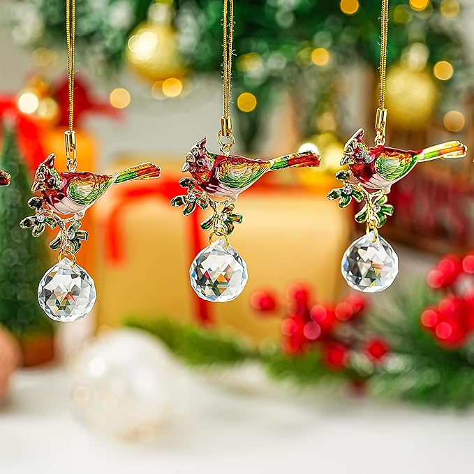 H&D HYALINE & DORA Color Bird Hanging Ornament 6Pcs Colorful Cardinal Christmas Tree Ornaments Flying Bird Ornament Xmas Decoration Birds Gift for Men Women