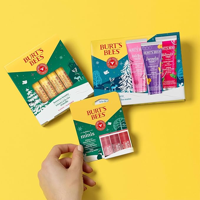 Burt's Bees Christmas Gifts, 3 Body Skincare Stocking Stuffers, Shea Butter Hand Cream Trio Set - Lavender Honey, Watermelon Mint & Wild Rose Berry (3-Pack)