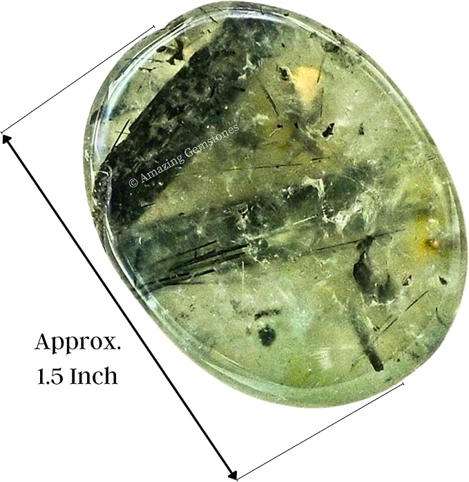 Amazing Gemstone Prehnite Worry Stone, Healing Crystals - Piedra Crystal Fidget for Gift, Meditation, Calming, Relaxation, Stress Relief