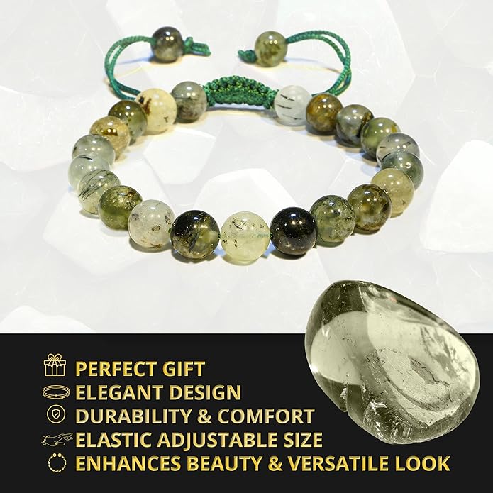 Energy Protection Crystal Handmade Adjustable Bead Bracelet Perfect for Men, Women’s Gift - Gemstone Healing Stretch Bracelet Pulsera Para Hombre Mujer Stocking Stuffer