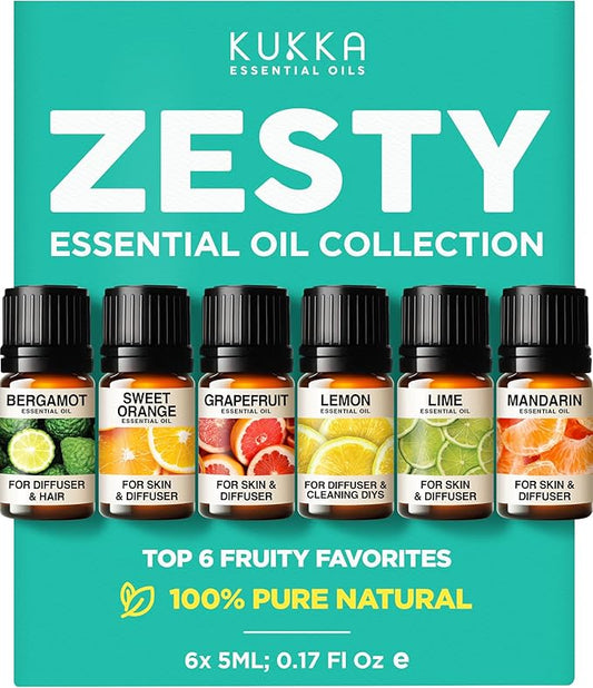 KUKKA essential oils Essential Oil for Aromatherapy – Set – Premium Grade Essential Oils for Diffuser, Aromatherapy, Hair, Skin, Body, Massage & DIY Soap Making Scents