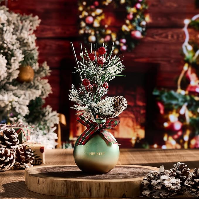 Airkeep Reed Diffuser Set, 5.07 oz(150ml) Balsam & Cedar Christmas Scented Diffuser with 8 Oil Diffuser Sticks, Home Fragrance Essential Oil Reed Diffuser for Home Room Bathroom Shelf Decor