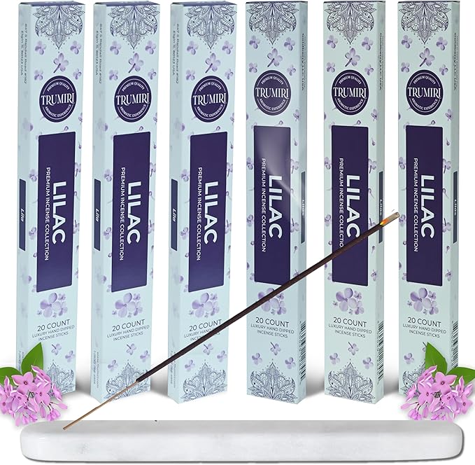 Lilac Incense Sticks - Total 120 Insence-Sticks - 6 Packs of 20 Insense - Inciensos - Inscents - Natural Non Toxic Ingredients - Incents - Incence - Inscense - Insents