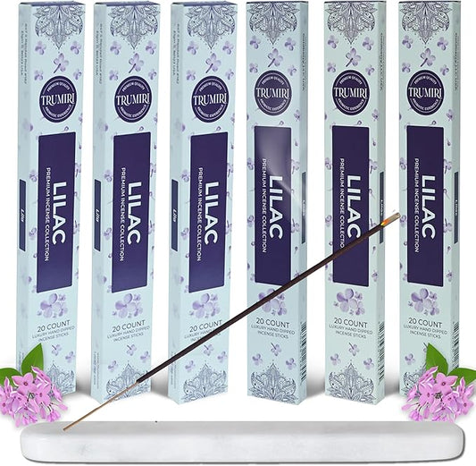 Lilac Incense Sticks - Total 120 Insence-Sticks - 6 Packs of 20 Insense - Inciensos - Inscents - Natural Non Toxic Ingredients - Incents - Incence - Inscense - Insents