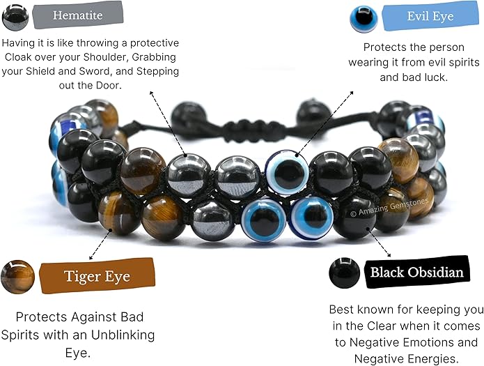 Natural Healing Crystal Bracelet for Women - Mens Bracelet Energy Balancing Gemstones Set - Adjustable Stone Bead Bracelet for Men and Women - Chakra Crystal Therapy Accessory, Meditation