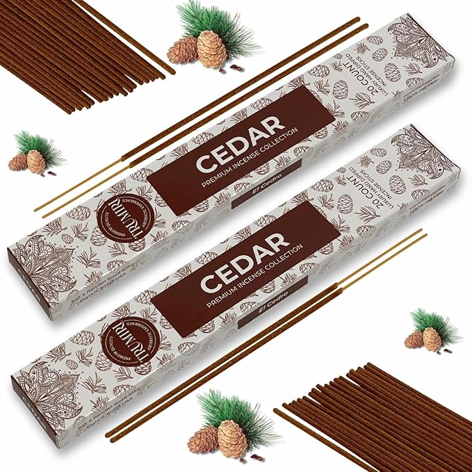 Cedar Incense Sticks - Total 120 Insence-Sticks - 6 Packs of 20 Insense - Inciensos - Inscents - Natural Non Toxic Ingredients - Incents - Incence - Inscense - Insents