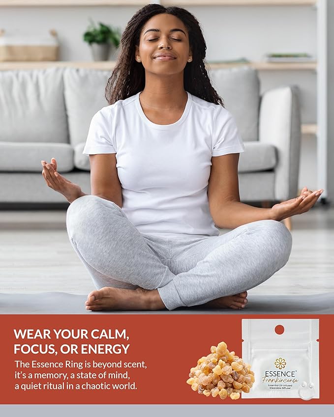 Essence Wearable Aromatherapy Nasal Diffuser – Frankincense Essential Oil Nose Ring Silicone Inhaler for Stress & Mood Support - Made in USA & Travel-Friendly (3 Pack)