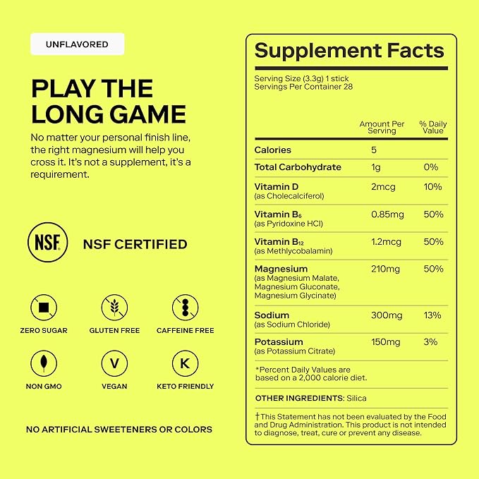 Magna Electrolyte Powder Drink Mix for Hydration, Energy & Focus Support with Magnesium L Threonate, Sodium, Potassium, Vitamin D, B6 & B12, Sugar Free, Unflavored, 14 Servings