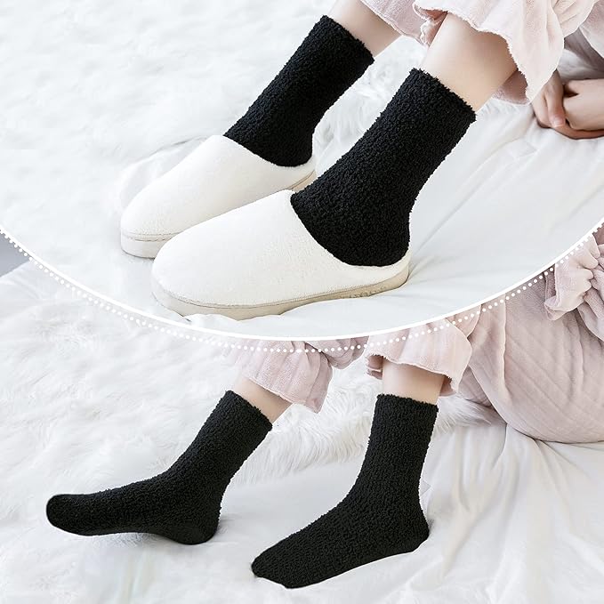 LINEMIN Womens Fuzzy Socks Cozy Fluffy Winter Warm Slipper Socks Microfiber Soft Home Sleeping Socks
