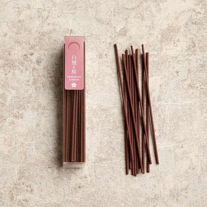 Asayu Japan Low Smoke Incense Sticks - Sakura Set (Sakura-Sandalwood & Sakura-Agarwood), 40gr (Each Scent 20g), for Yoga, Zen Meditation and Relaxation - Smokeless for Less Irritation