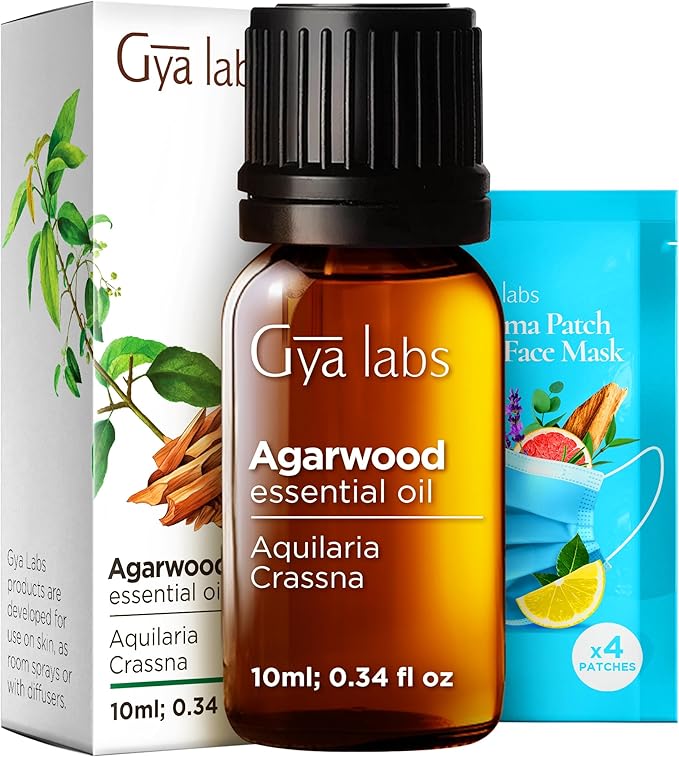 Gya Labs Agarwood Essential Oil - 0.34 Fl Oz - for Hair, Skin, Diffuser, Aromatherapy & DIY Candle Making Scent