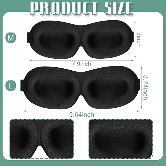 8 Pcs Sleep Eye Mask 3D Contoured Eye Mask Blackout Eye Covers for Sleeping with Adjustable Strap Block Out Light Night Blindfolds Soft Comfy Eye Shade for Women Men(Medium,Retro Colors)