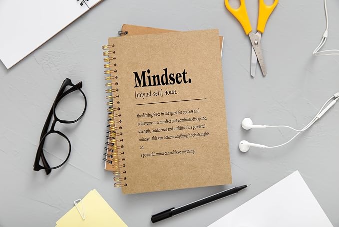 Inspirational Spiral Notebook,Inspirational Journal,Inspirational Journal for Women Men Writing,Mindset Spiral Notebook 5.5x8.3 Inch Kraft Paper