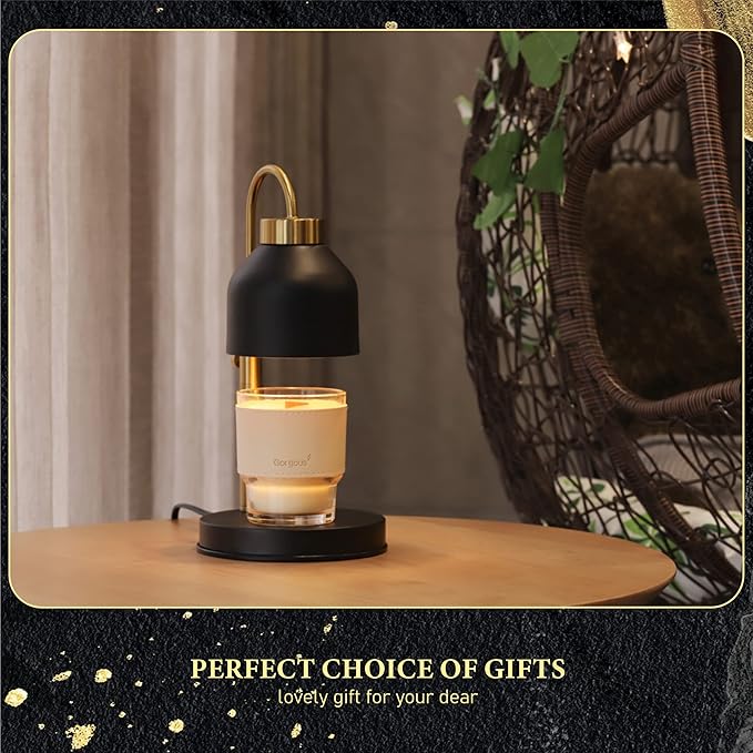 Candle Warmer Lamp, 2 Bulbs, Timer & Dimmer, Height Adjustable, Compatible with Large Yankee Candle Jars, 3 Wick Candles, 110-120v, Black