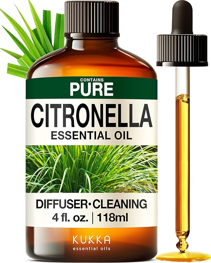 KUKKA Citronella Essential Oils - 4 Fl Oz - for Hair, Skin, Diffuser, Aromatherapy & DIY Soap Making Scent