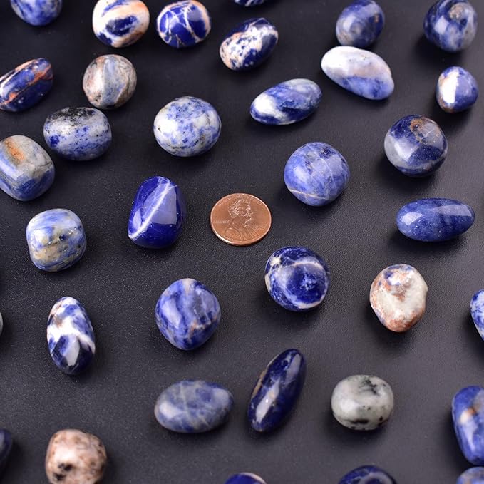 Sodalite Healing Crystal Stone Set - 24 Pieces, 0.6" Natural & Polished Stones for Healing, Meditation, Reiki, Chakra, Crafting & Decoration