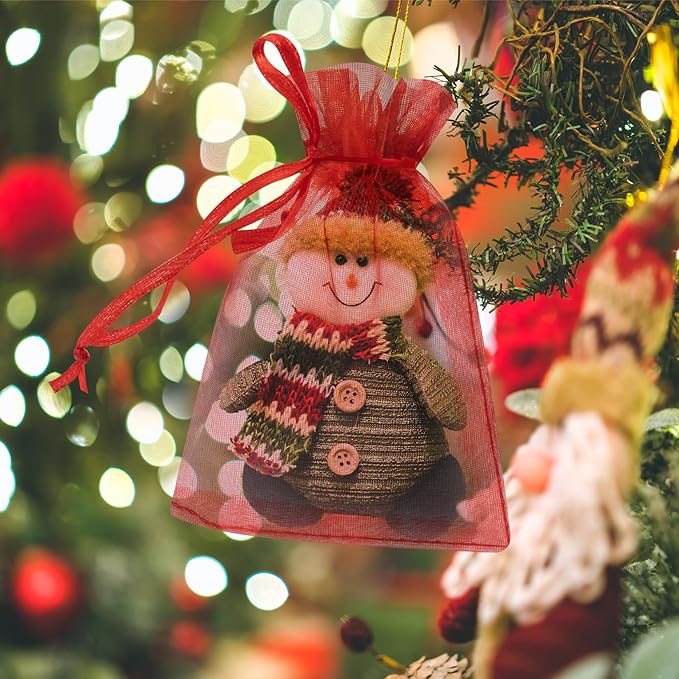 50 Pcs 4x6 Inch Organza Bags, Mesh Bags Drawstring Sachet Bag Small Pouch Bag for Christmas Gift Party Favor Wedding(Red)