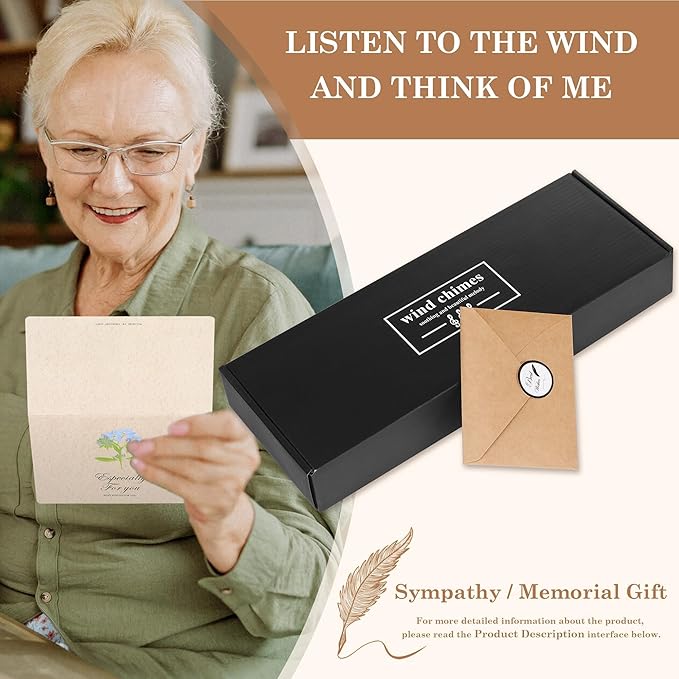 Classic Black Wind Chimes for Outside Soothing Melodic Wind Chime 37" to Create a Zen Atmosphere. Sympathy/Memorial Gift, Indoor Outdoor Garden Patio Decoration