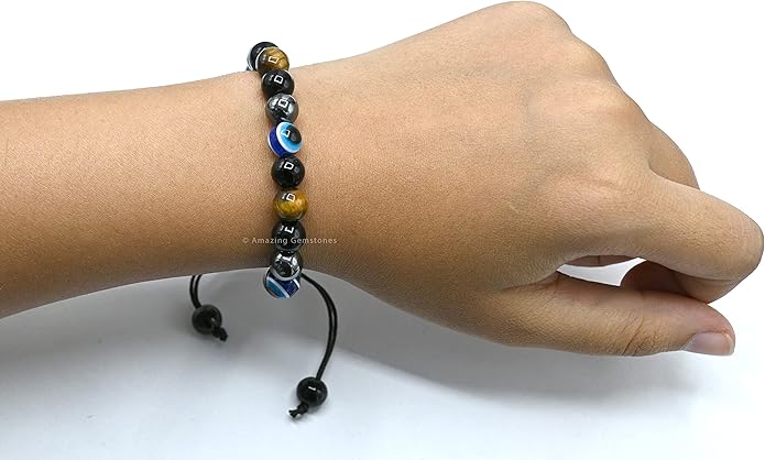 Natural Healing Crystal Bracelet for Women - Mens Bracelet Energy Balancing Gemstones Set - Adjustable Stone Bead Bracelet for Men and Women - Chakra Crystal Therapy Accessory, Meditation