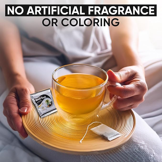 HERBOGANIC Black Seed Herbal Tea - Digestion Support and Immune Boost | Refreshing and Delicious Blend | Natural Ingredients | 20 Tea Bags