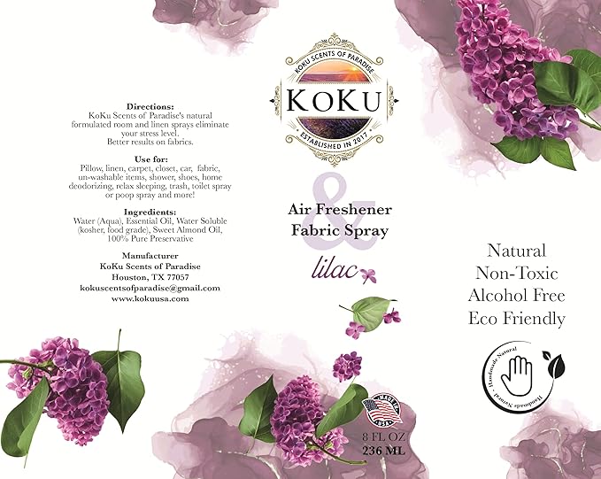 Lilac Room Spray - Air Freshener - Linen Spray - Fabric Refresher - Non-Toxic Scent - Alcohol Free - Made in USA (8 Oz)