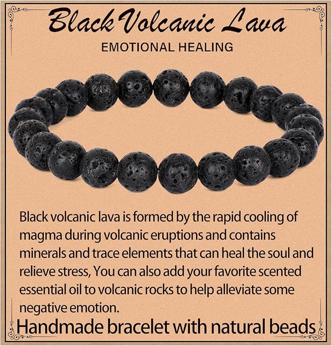 LPBeads Handmade Natural Gemstone Stretch Elastic Bracelet Healing Crystal Round Stone Beads Jewelry Gifts for Women Men