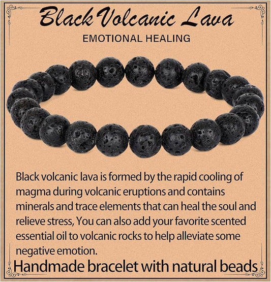 LPBeads Handmade Natural Gemstone Stretch Elastic Bracelet Healing Crystal Round Stone Beads Jewelry Gifts for Women Men