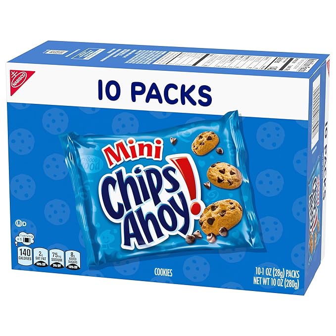 CHIPS AHOY! Mini Original Chocolate Chip Cookies, 10 Snack Packs (Pack of 2)