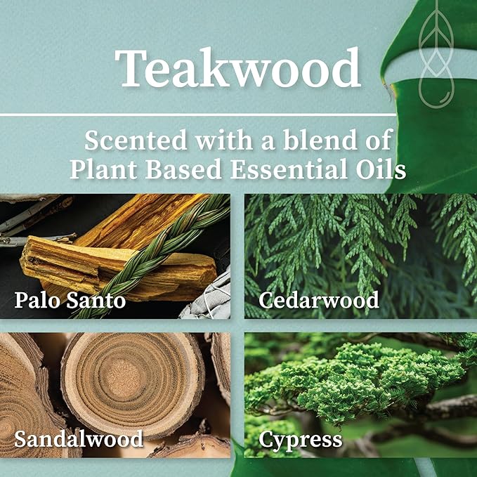 Hemlock Park Crackling Wood Wick Candle Handcrafted with Natural Coconut Wax (Large 16 oz, Teakwood)