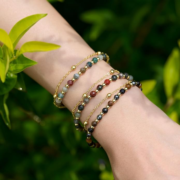 Farfume Crystal Bracelet Beaded Bracelets for Women 4mm Natural Stone Beads Gemstone Handmade Anxiety Jewelry Gifts