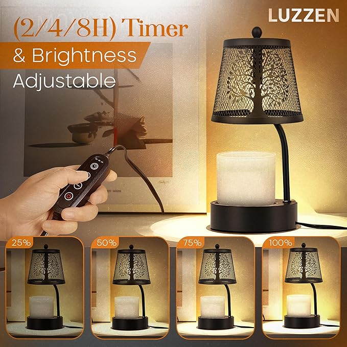 Farmhouse Candle Warmer Lamp Black – Large Flameless & Smokeless Candle Melter lamp with Timer & Adjustable Light,for Aromatic Candles – Zen & Meditation Decor, Lampara para Velas Aromaticas