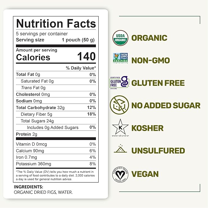 Happy Village Organic Soft Dried Figs On the Go – 3 Bags (15 Individual Portion Packs) | Healthy, Organic, Non-GMO, Vegan, Kosher, Gluten-Free Snack Packs