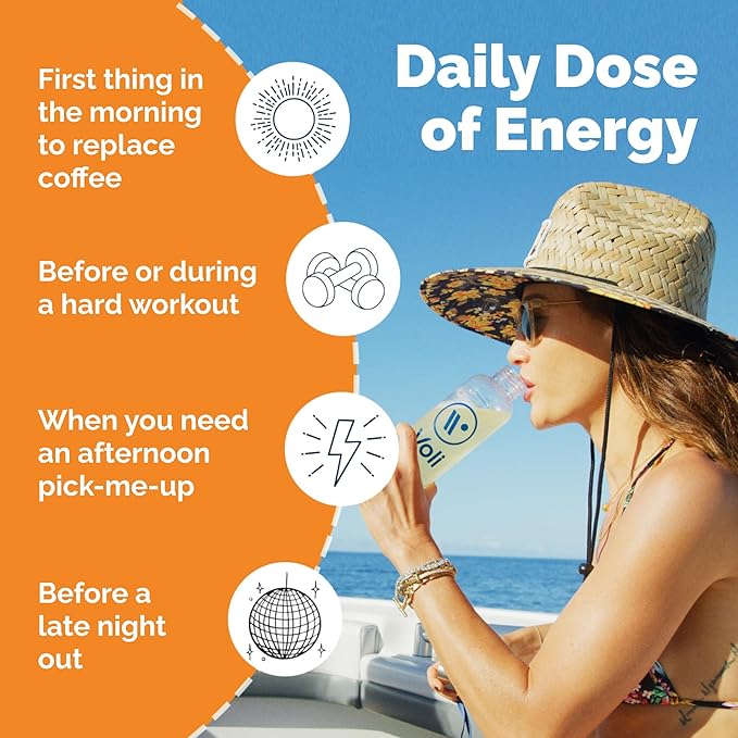 Voli Energy Drink Mix Packets | Natural Pre-Workout Powder with Green Tea Caffeine & B Vitamins, Amino Acids & Electrolytes for Sustained Focus, Hydration & Clean Energy | No Added Sugar, 15-Count