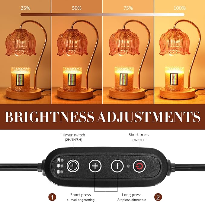 Flower Candle Warmer Lamp with Timer - Dimmable Electric Candle Warmer for All Jar Scented Candles - Mother's Day Gift Home Decor for Women